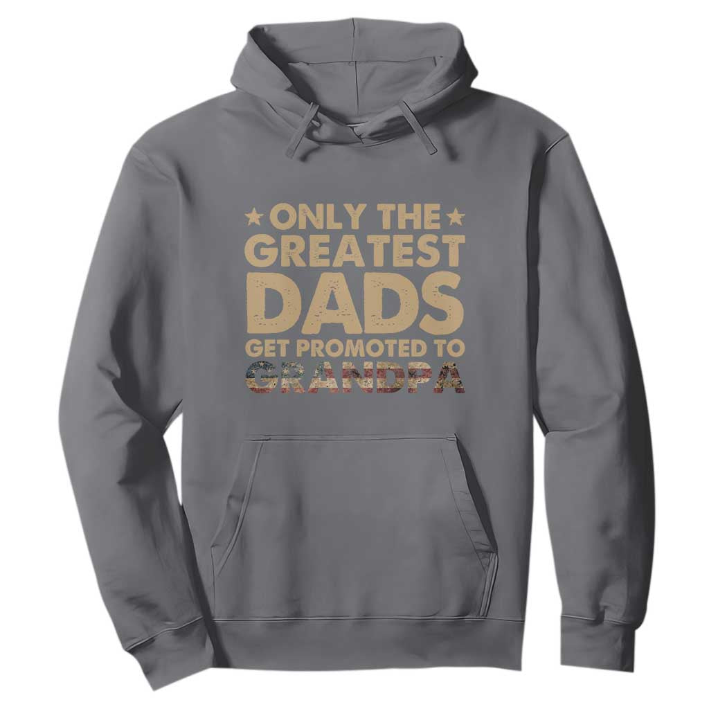 Greatest Dads Get Promoted To Grandpa Hoodie Retro American Flag Fathers Day New Grandpa Gift