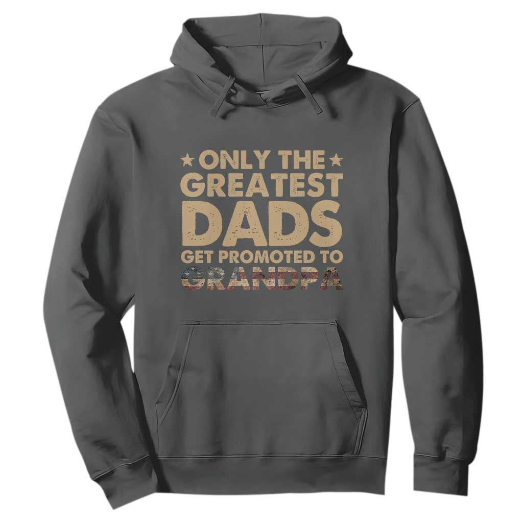 Greatest Dads Get Promoted To Grandpa Hoodie Retro American Flag Fathers Day New Grandpa Gift