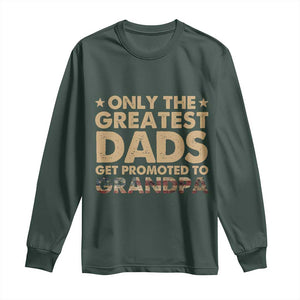 Greatest Dads Get Promoted To Grandpa Long Sleeve Shirt Retro American Flag Fathers Day New Grandpa Gift