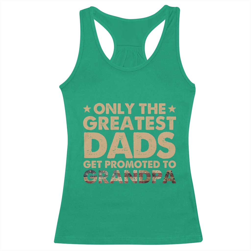 Greatest Dads Get Promoted To Grandpa Racerback Tank Top Retro American Flag Fathers Day New Grandpa Gift