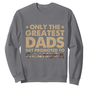 Greatest Dads Get Promoted To Grandpa Sweatshirt Retro American Flag Fathers Day New Grandpa Gift
