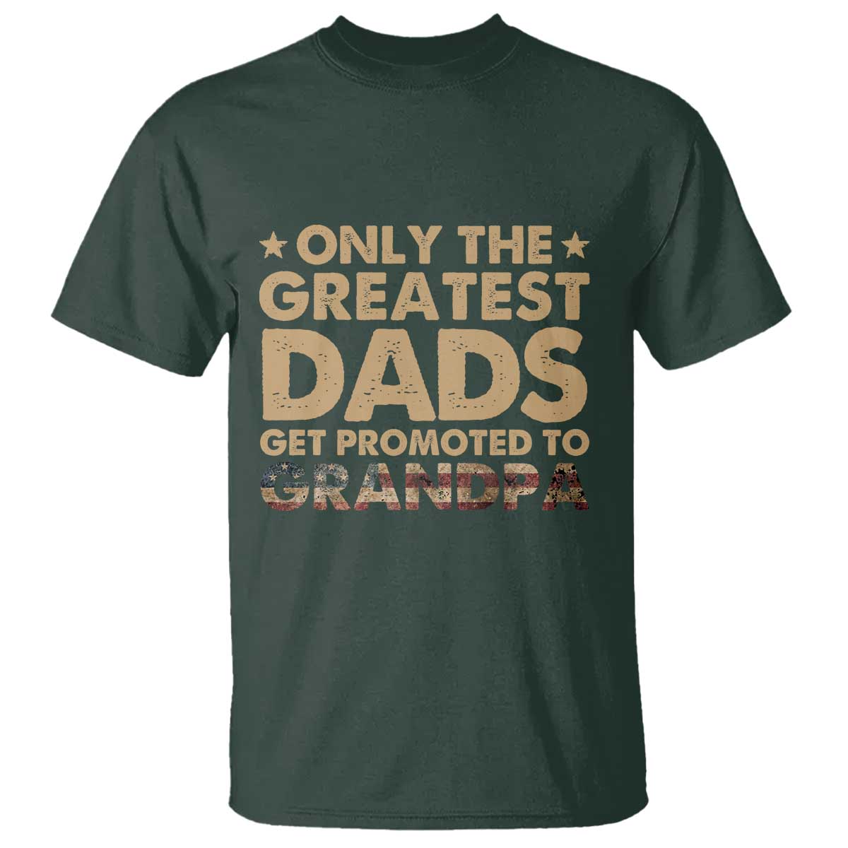 Greatest Dads Get Promoted To Grandpa T Shirt Retro American Flag Fathers Day New Grandpa Gift