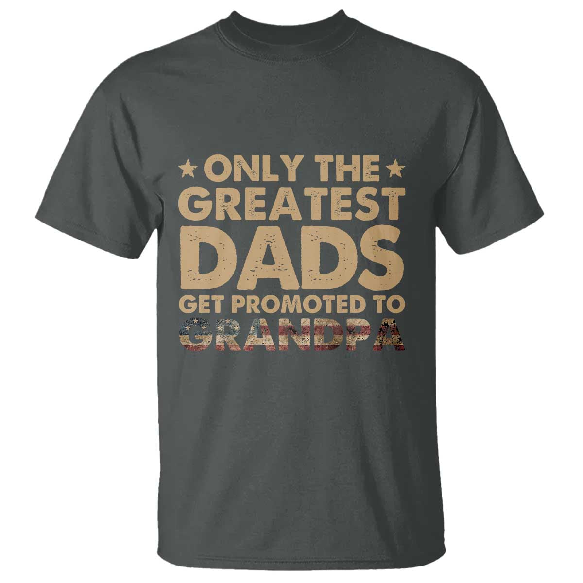 Greatest Dads Get Promoted To Grandpa T Shirt Retro American Flag Fathers Day New Grandpa Gift