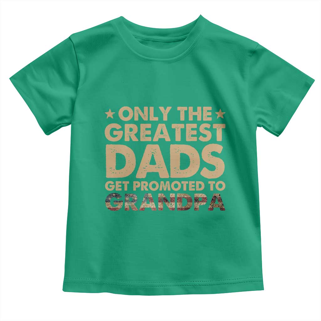 Greatest Dads Get Promoted To Grandpa Toddler T Shirt Retro American Flag Fathers Day New Grandpa Gift