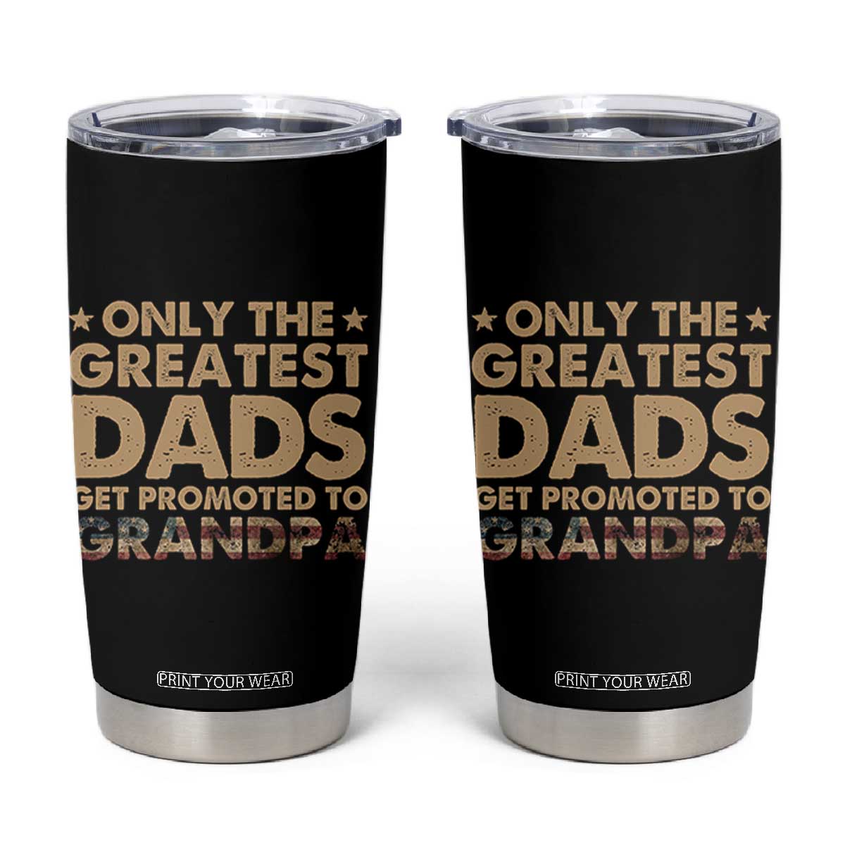 Greatest Dads Get Promoted To Grandpa Tumbler Cup Retro American Flag Fathers Day New Grandpa Gift