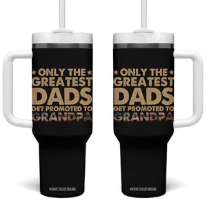 Greatest Dads Get Promoted To Grandpa Tumbler With Handle Retro American Flag Fathers Day New Grandpa Gift