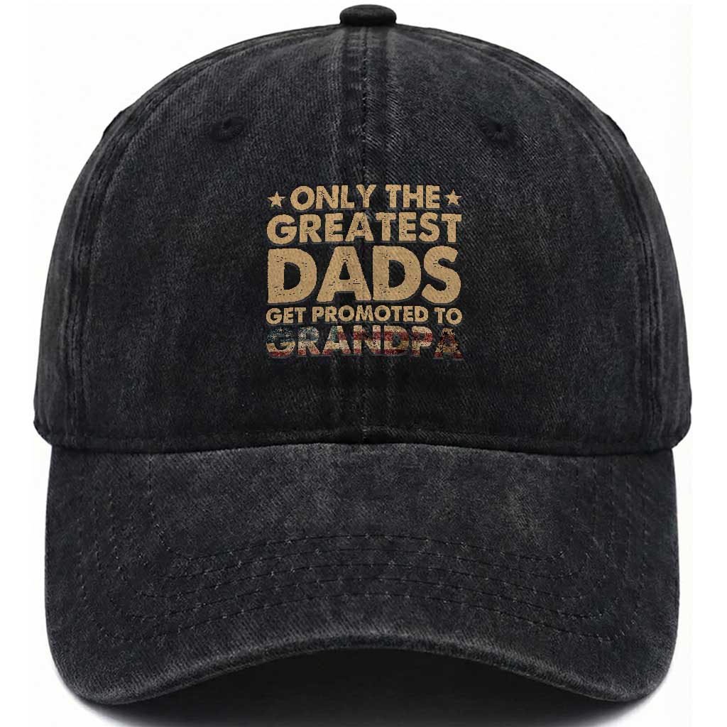 Greatest Dads Get Promoted To Grandpa Washed Cotton Baseball Cap Retro American Flag Fathers Day New Grandpa Gift