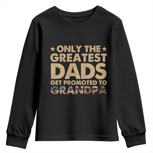 Greatest Dads Get Promoted To Grandpa Youth Sweatshirt Retro American Flag Fathers Day New Grandpa Gift