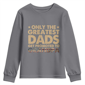 Greatest Dads Get Promoted To Grandpa Youth Sweatshirt Retro American Flag Fathers Day New Grandpa Gift