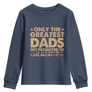 Greatest Dads Get Promoted To Grandpa Youth Sweatshirt Retro American Flag Fathers Day New Grandpa Gift