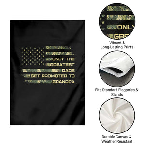 Greatest Dads Get Promoted To Grandpa Garden Flag Retro Camo American Flag New Grandpa Gift