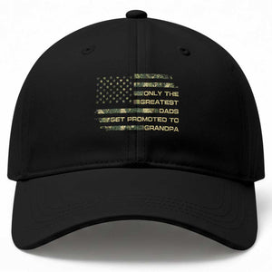 Greatest Dads Get Promoted To Grandpa Baseball Cap Retro Camo American Flag New Grandpa Gift