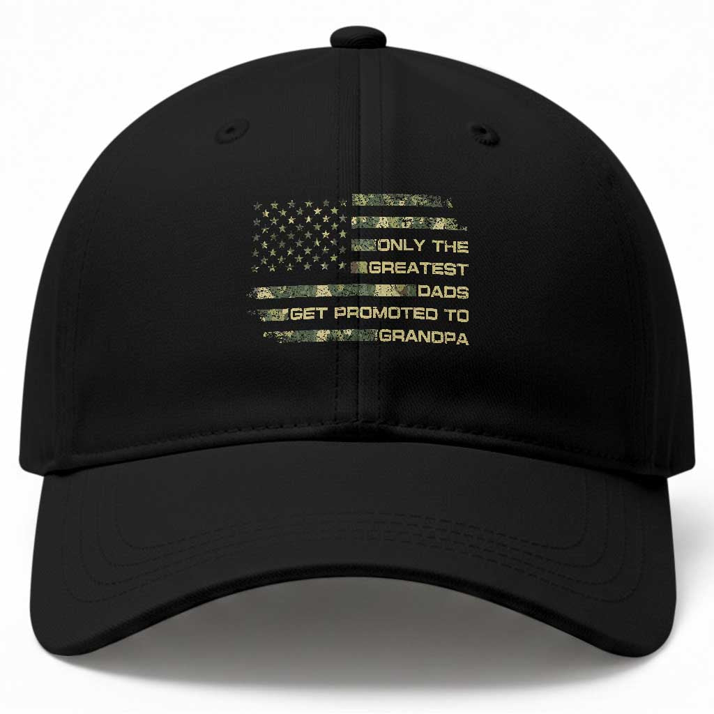Greatest Dads Get Promoted To Grandpa Baseball Cap Retro Camo American Flag New Grandpa Gift TS10 Print Your Wear