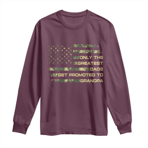 Greatest Dads Get Promoted To Grandpa Long Sleeve Shirt Retro Camo American Flag New Grandpa Gift