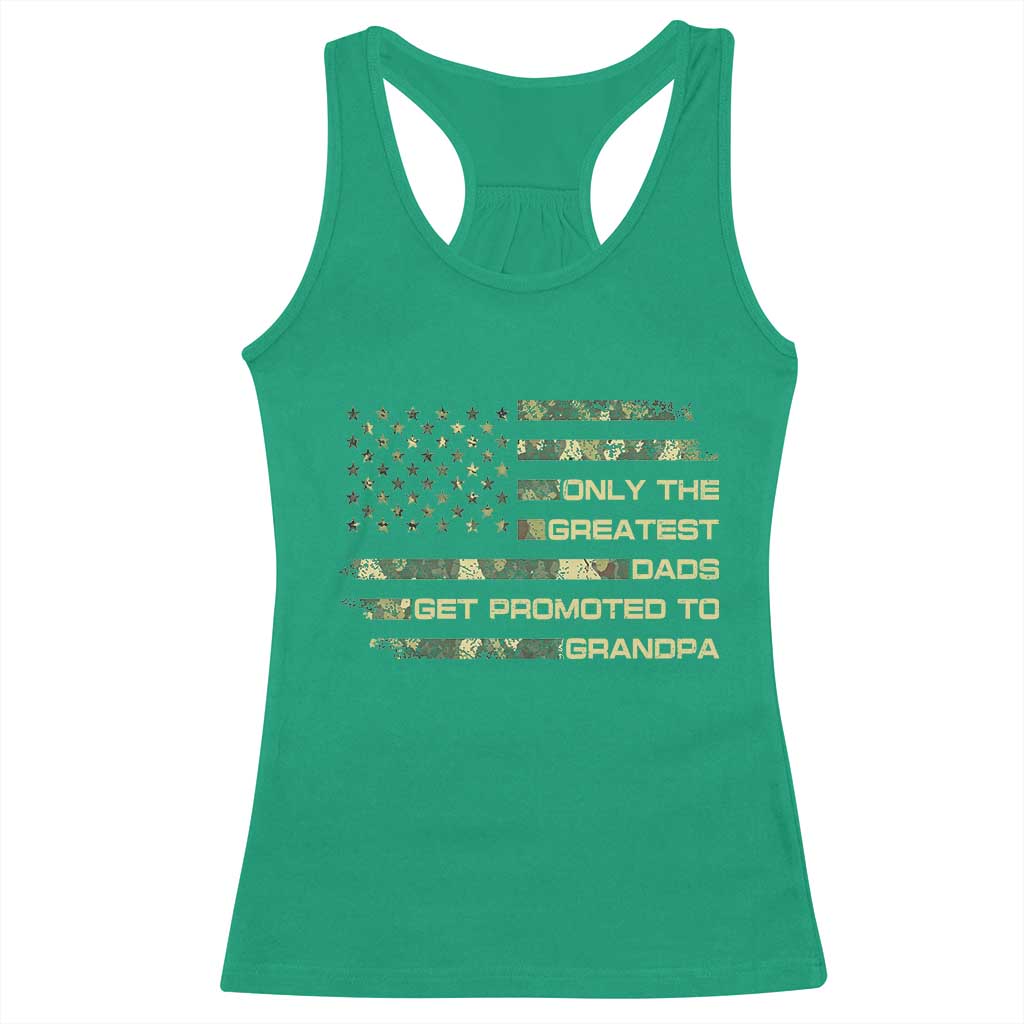 Greatest Dads Get Promoted To Grandpa Racerback Tank Top Retro Camo American Flag New Grandpa Gift