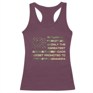 Greatest Dads Get Promoted To Grandpa Racerback Tank Top Retro Camo American Flag New Grandpa Gift