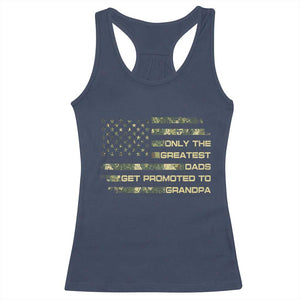 Greatest Dads Get Promoted To Grandpa Racerback Tank Top Retro Camo American Flag New Grandpa Gift