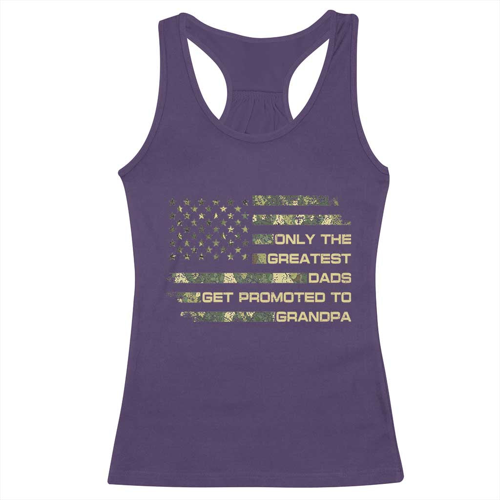 Greatest Dads Get Promoted To Grandpa Racerback Tank Top Retro Camo American Flag New Grandpa Gift