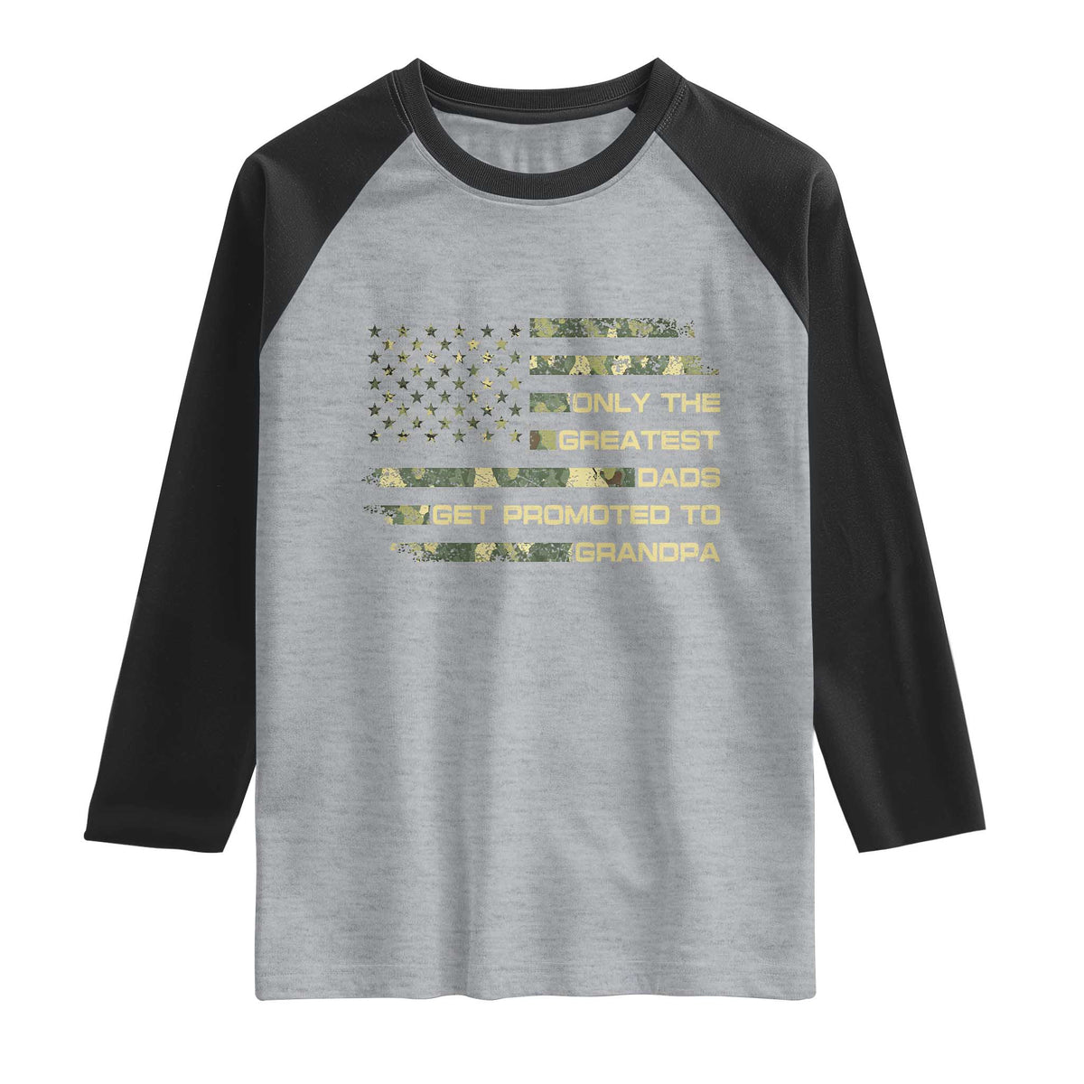 Greatest Dads Get Promoted To Grandpa Raglan Shirt Retro Camo American Flag New Grandpa Gift