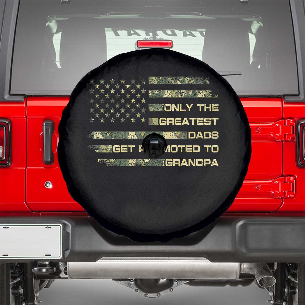 Greatest Dads Get Promoted To Grandpa Spare Tire Cover Retro Camo American Flag New Grandpa Gift