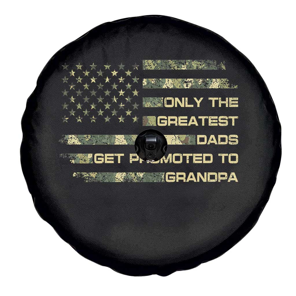 Greatest Dads Get Promoted To Grandpa Spare Tire Cover Retro Camo American Flag New Grandpa Gift