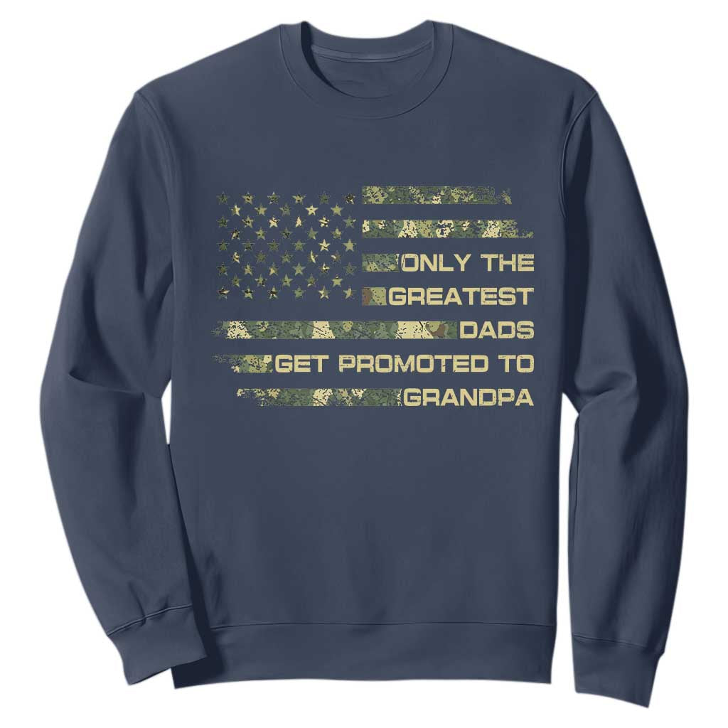 Greatest Dads Get Promoted To Grandpa Sweatshirt Retro Camo American Flag New Grandpa Gift