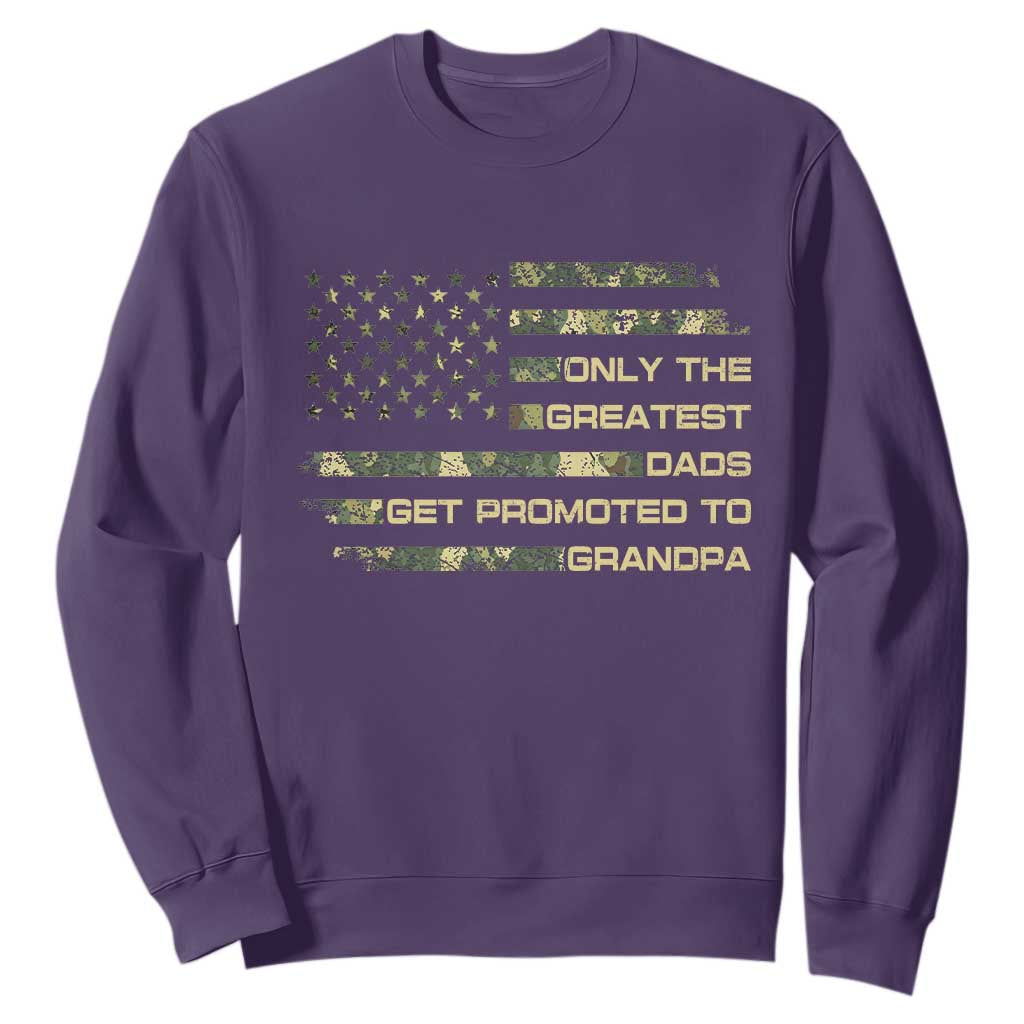 Greatest Dads Get Promoted To Grandpa Sweatshirt Retro Camo American Flag New Grandpa Gift
