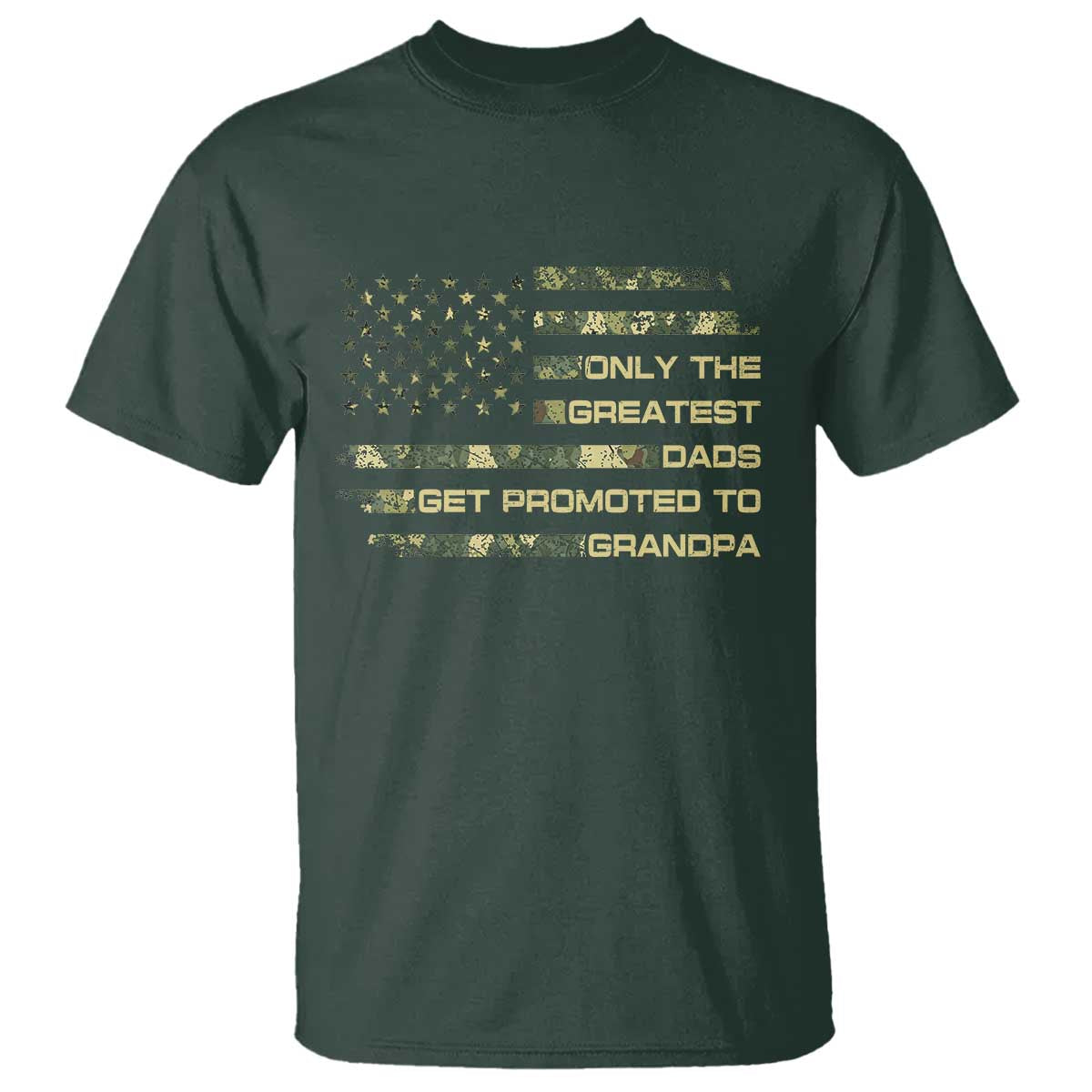 Greatest Dads Get Promoted To Grandpa T Shirt Retro Camo American Flag New Grandpa Gift