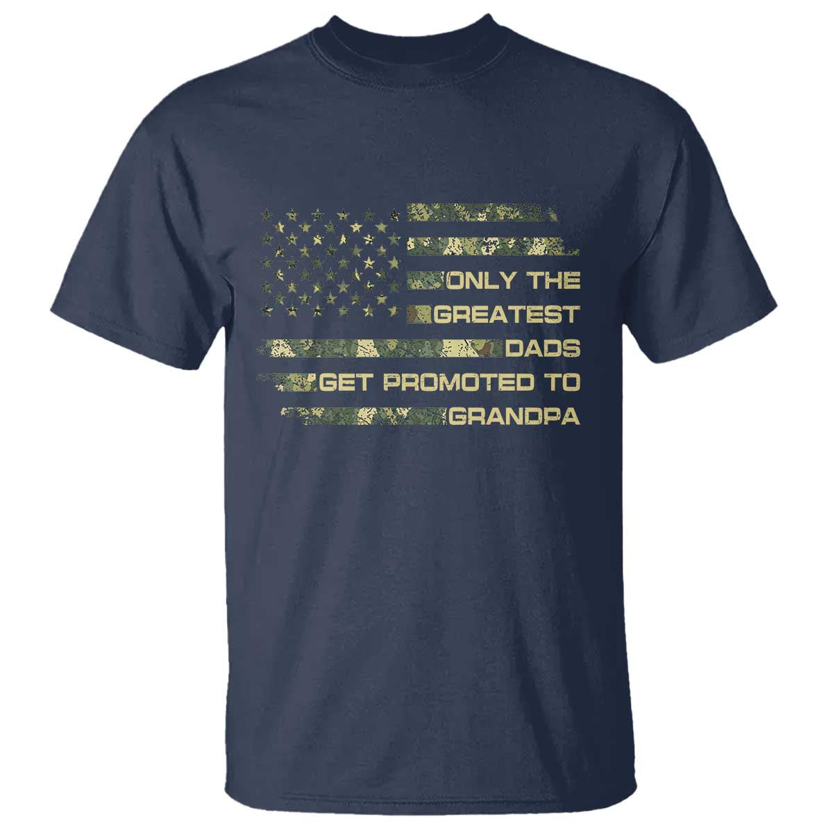 Greatest Dads Get Promoted To Grandpa T Shirt Retro Camo American Flag New Grandpa Gift