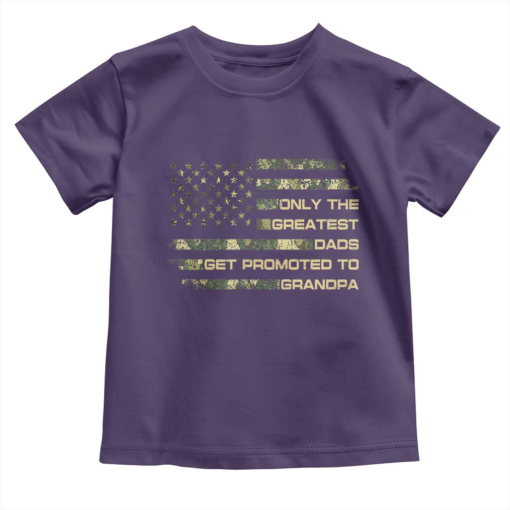 Greatest Dads Get Promoted To Grandpa Toddler T Shirt Retro Camo American Flag New Grandpa Gift