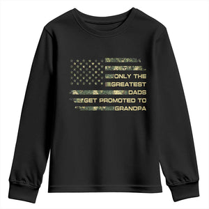 Greatest Dads Get Promoted To Grandpa Youth Sweatshirt Retro Camo American Flag New Grandpa Gift