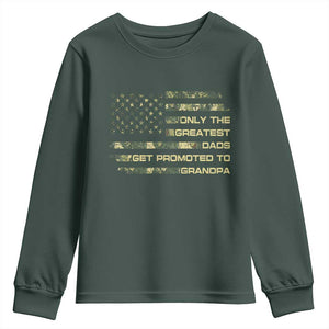 Greatest Dads Get Promoted To Grandpa Youth Sweatshirt Retro Camo American Flag New Grandpa Gift