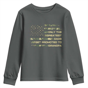 Greatest Dads Get Promoted To Grandpa Youth Sweatshirt Retro Camo American Flag New Grandpa Gift