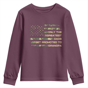 Greatest Dads Get Promoted To Grandpa Youth Sweatshirt Retro Camo American Flag New Grandpa Gift