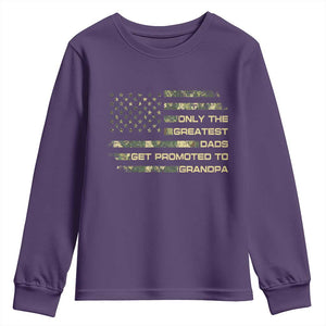 Greatest Dads Get Promoted To Grandpa Youth Sweatshirt Retro Camo American Flag New Grandpa Gift