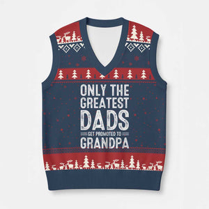 Greatest Dads Get Promoted To Grandpa V-Neck Knit Sweater Vest