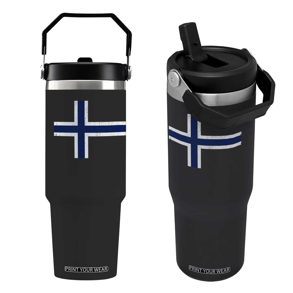 Norway Flag Flip Straw Tumbler Distressed Norwegian Norge Nordic Red White Blue Symbol