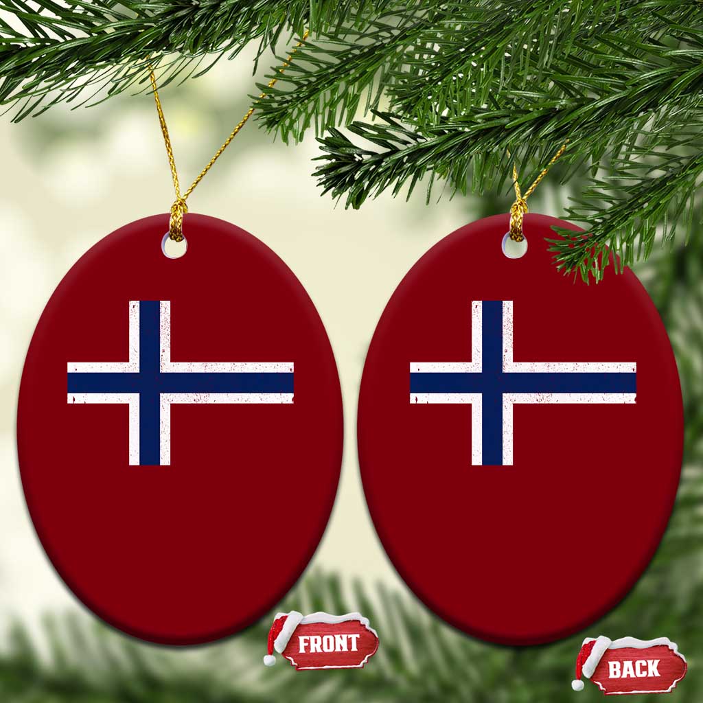 Norway Flag Ceramic Ornament Distressed Norwegian Norge Nordic Red White Blue Symbol
