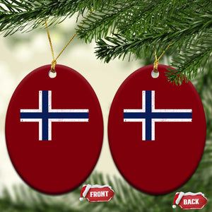 Norway Flag Ceramic Ornament Distressed Norwegian Norge Nordic Red White Blue Symbol
