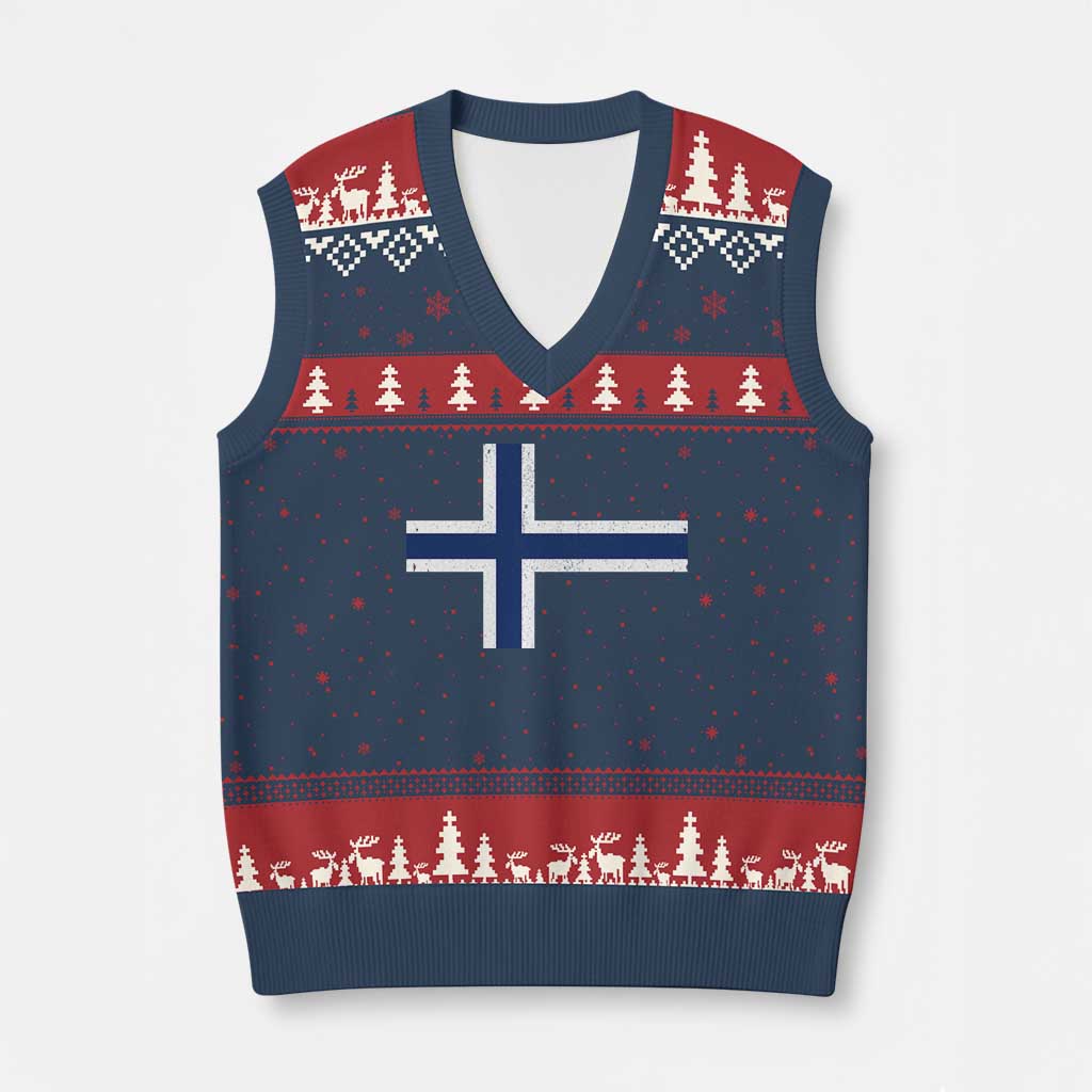 Norway Flag V-Neck Knit Sweater Vest Distressed Norwegian Norge Nordic Red White Blue Symbol TS10 Navy Red Print Your Wear