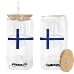 Norway Flag Glass Can Distressed Norwegian Norge Nordic Red White Blue Symbol