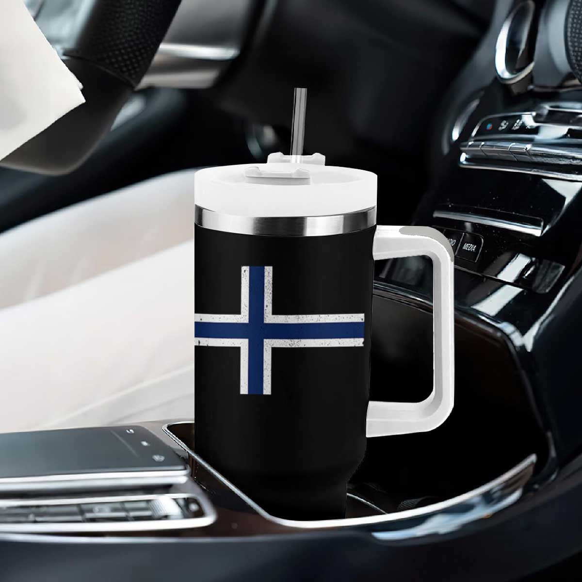 Norway Flag Tumbler With Handle Distressed Norwegian Norge Nordic Red White Blue Symbol