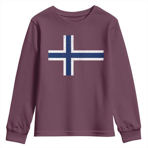 Norway Flag Youth Sweatshirt Distressed Norwegian Norge Nordic Red White Blue Symbol