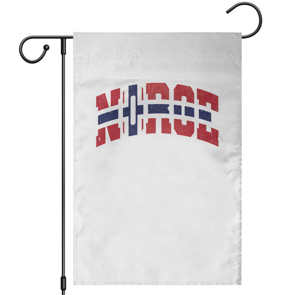 Norge Flag Garden Flag Varsity Lettering Vintage Distressed Norway Norwegian Pride Scandinavian TS10 White Print Your Wear