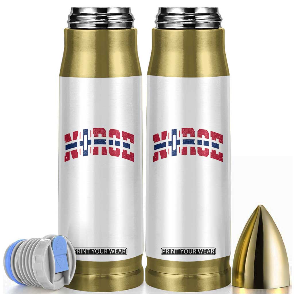 Norge Flag Bullet Tumbler Varsity Lettering Vintage Distressed Norway Norwegian Pride Scandinavian TS10 White Print Your Wear