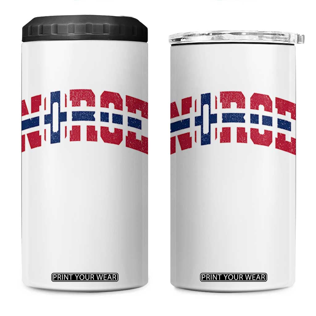 Norge Flag 4 in 1 Can Cooler Tumbler Varsity Lettering Vintage Distressed Norway Norwegian Pride Scandinavian TS10 One Size: 16 oz White Print Your Wear