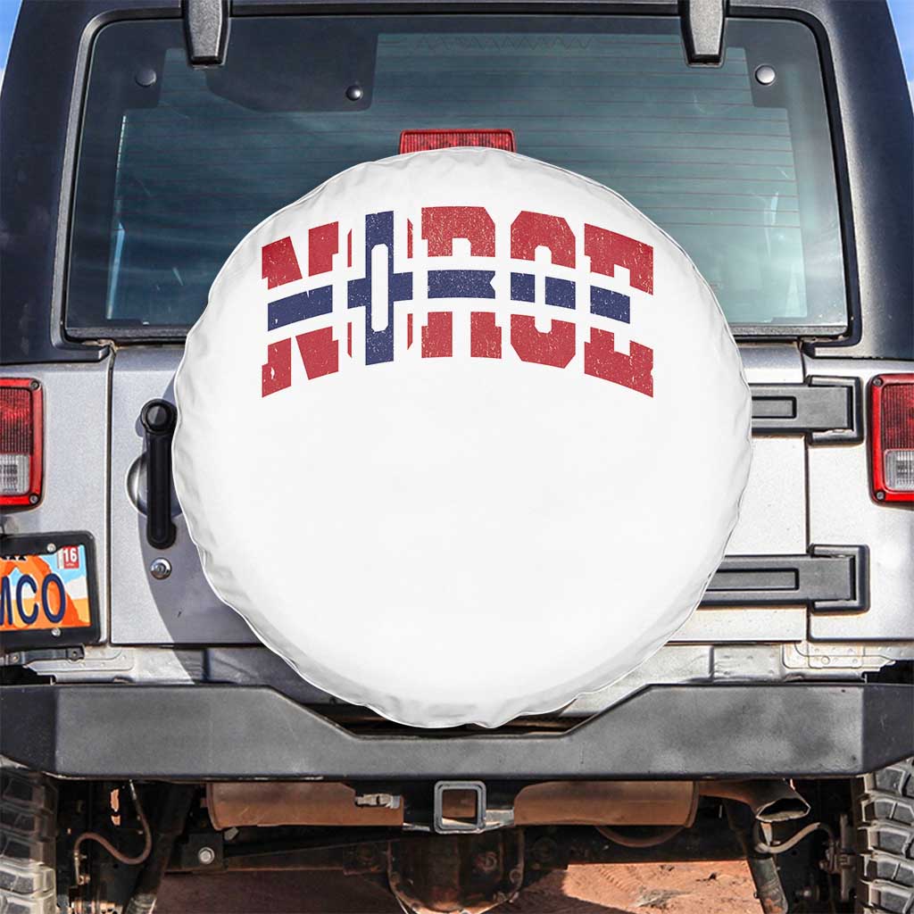 Norge Flag Spare Tire Cover Varsity Lettering Vintage Distressed Norway Norwegian Pride Scandinavian TS10 No hole White Print Your Wear