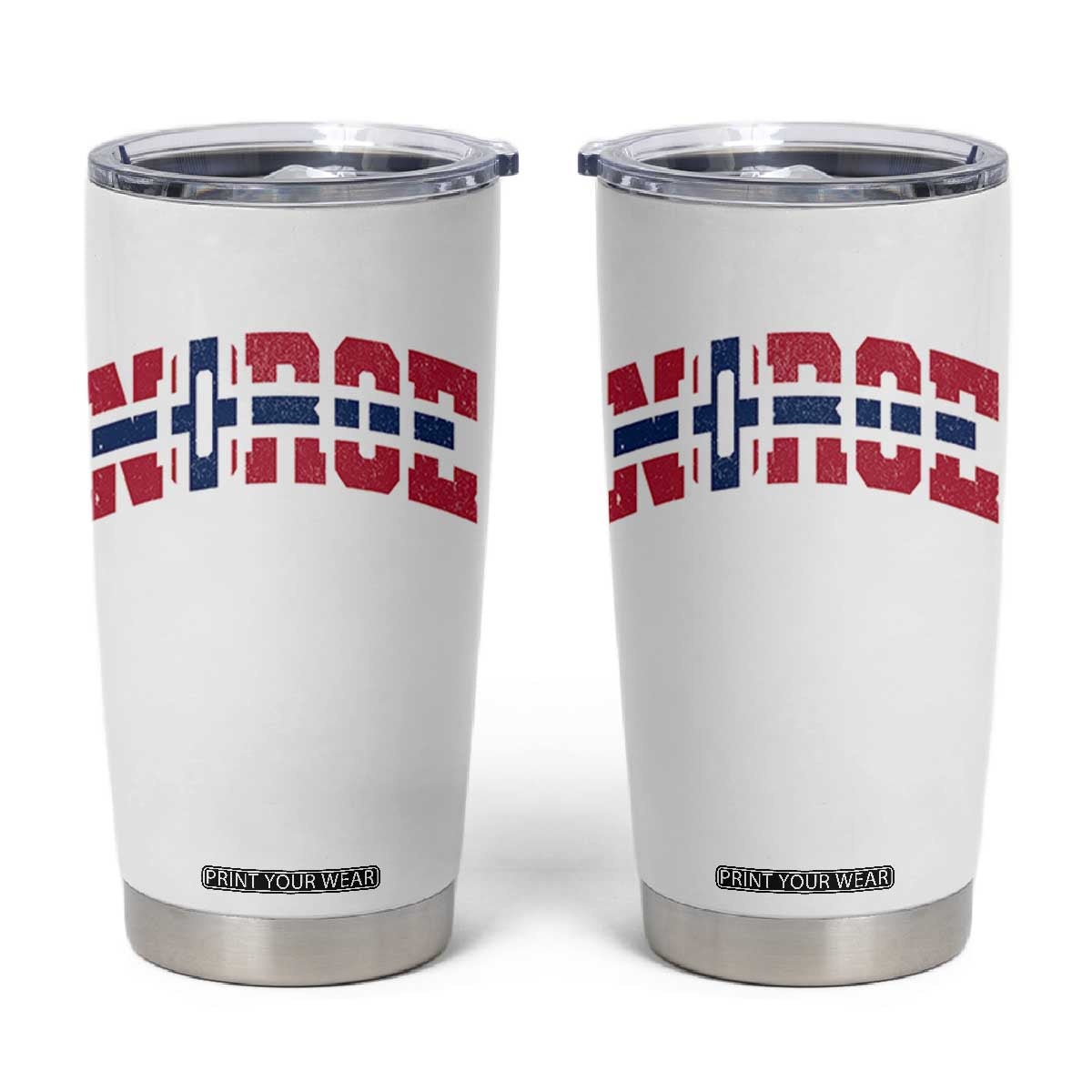 Norge Flag Tumbler Cup Varsity Lettering Vintage Distressed Norway Norwegian Pride Scandinavian TS10 White Print Your Wear