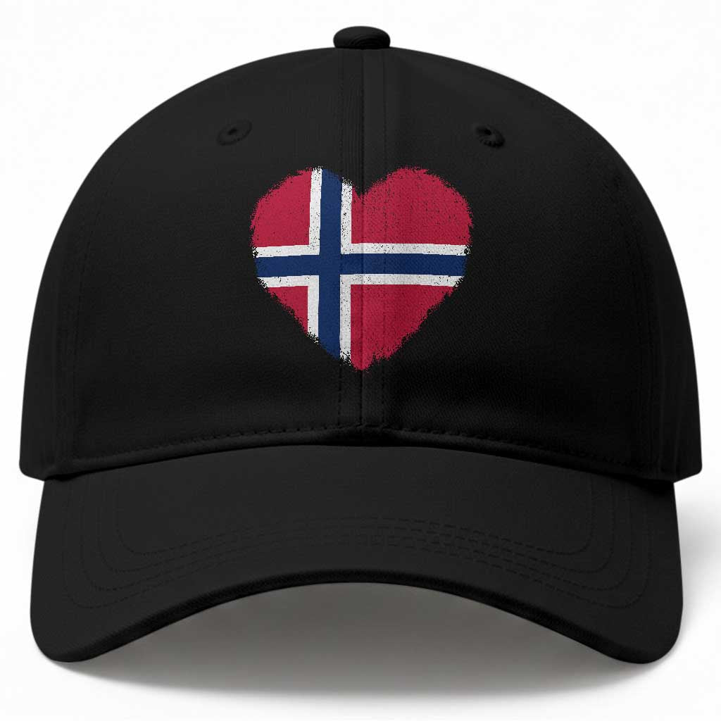 Norway Flag Heart Baseball Cap Vintage Distressed Norge Norwegian Pride Patriotic Scandinavian Love Graphic TS10 Print Your Wear