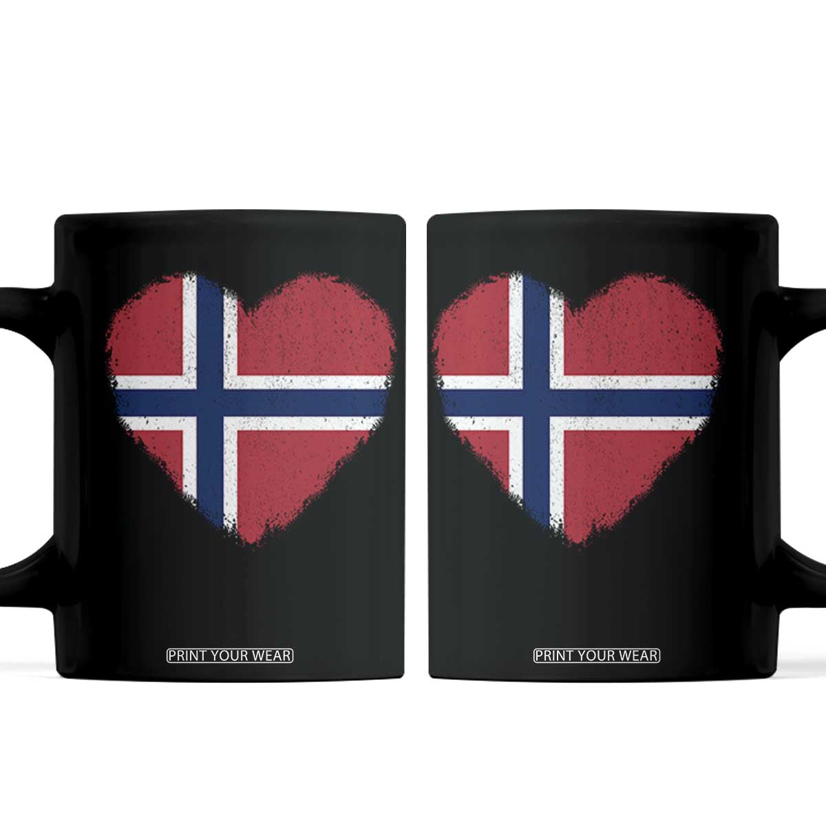 Norway Flag Heart Coffee Mug Vintage Distressed Norge Norwegian Pride Patriotic Scandinavian Love Graphic TS10 Black Print Your Wear